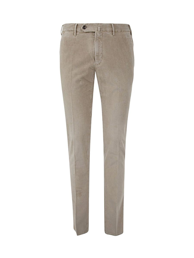 Pt01 Flat Front Trousers With Diagonal Pockets In Brown