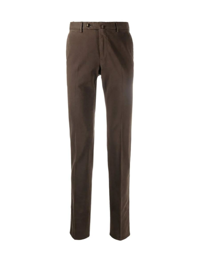 Pt01 Gabardine Skinny Trousers Clothing In Brown