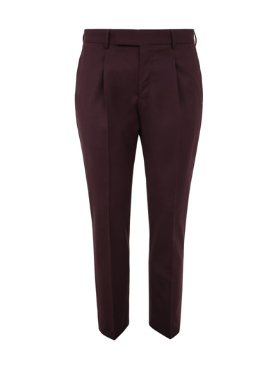 Pt01 One Pleat Trousers With In Seam Pockets In Red
