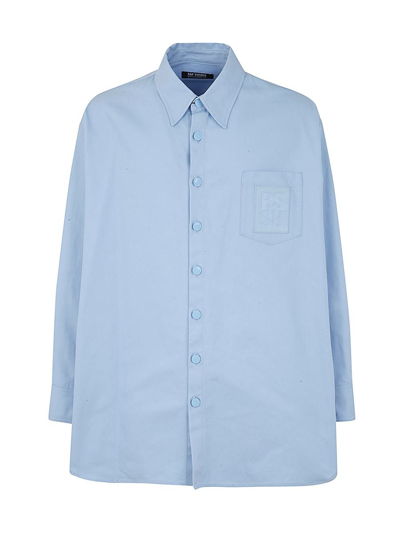 RAF SIMONS RAF SIMONS OVERSIZED DENIM SHIRT WITH LEATHER PATCH CLOTHING