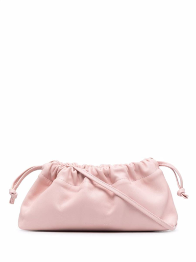 Studio Amelia Mini Ruched Lambskin Clutch Bag In Pink &amp; Purple