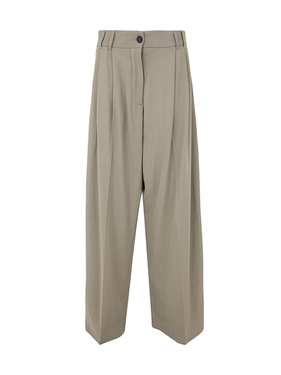 Studio Nicholson Double Pleat Curved Volume Pant In Green