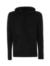 Ten C Drawstring Hooded Sweater With Ribbed Details In Black