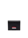 THOM BROWNE THOM BROWNE 3-BOW DOUBLE CARD HOLDER IN PEBBLE GRAIN LEATHER - L10, H8 ACCESSORIES