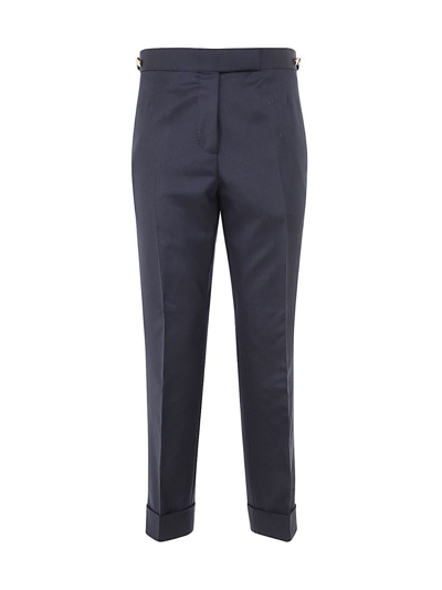 Thom Browne Navy Super 120s Twill Low Rise Skinny Trouser In Blue