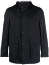 Thom Browne Simplified Snap Front Rain Parka In Nylon Tech In Blue