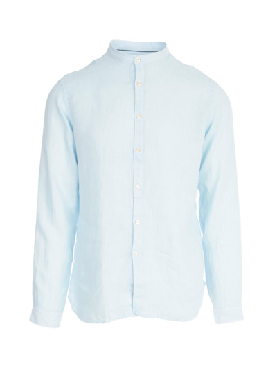 Tシャツ・カットソー TINTORIA MATTEI LINEN KOREAN NECK SHIRT Tintoria Mattei Linen Korean Neck Shirt Clothing In Blue