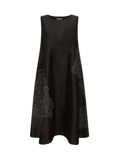 Varana Silk Dress W/rabari Embroidery Clothing In Black