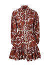 Zimmermann Tiggy Drop Waist Mini Dress In Brown