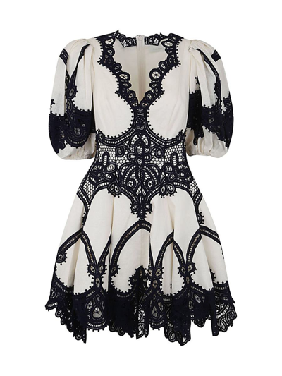 Zimmermann Tiggy Embroidered Linen Mini Dress In White