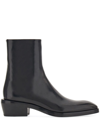Ferragamo Squared Toe Ankle Boot In Black
