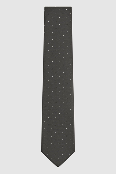 Reiss Charcoal Liam Silk Polka Dot Tie In Charcoal