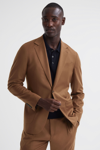 Reiss Tobacco Slim Fit Wool Blend Single Breasted Blazer In Tobacco