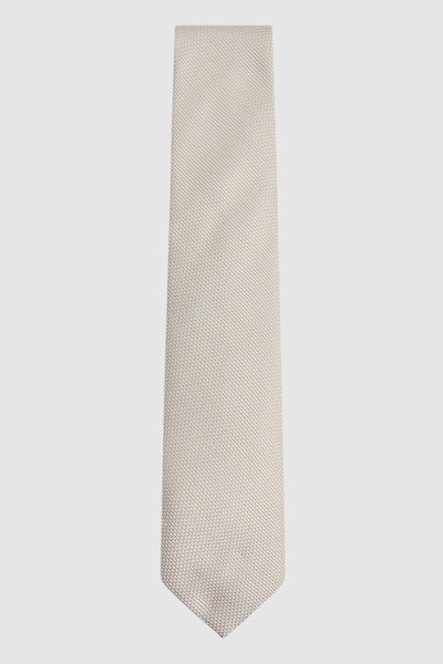 Reiss Ceremony - Champagne Textured Silk Blend Tie, One