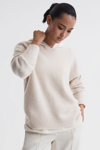 REISS CARIS - NEUTRAL WOOL CREW NECK JUMPER, M