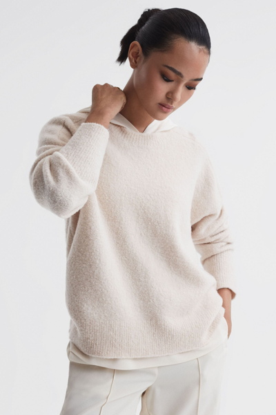 Reiss Neutral Wool Crew Neck Jumper In Grey