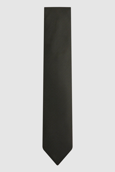Reiss Dark Green Textured Silk Blend Tie In Dark Green
