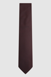 Reiss Ceremony - Burgundy Textured Silk Tie,