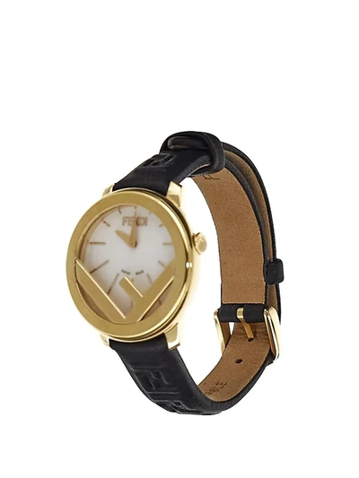 Fendi Circle Watch With Embossed Logo Strap In Bianco