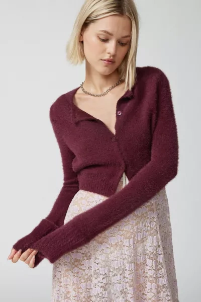 Urban Outfitters Uo Dayna Shrunken Cardigan In Maroon