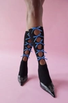 Urban Outfitters Bow-topped Cutout Sock In Black + Blue