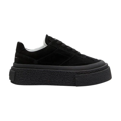 Mm6 Maison Margiela Logo-embossed Suede Trainers In Black