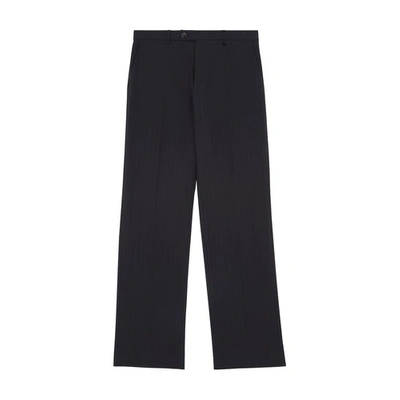 Mm6 Maison Margiela Stretch Wool Straight Trousers In Bianchetto