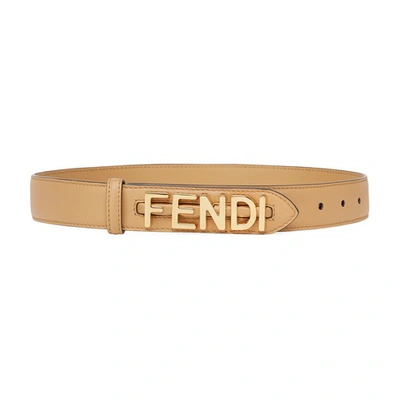 Fendi Looped Stud Buckle Belt In Beige