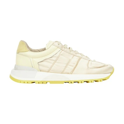 Maison Margiela 50-50 Panelled Sneakers In Lemon