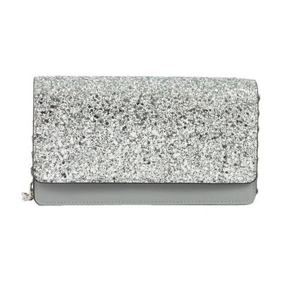 Maison Margiela Glitter Chain Wallet In Silver_color