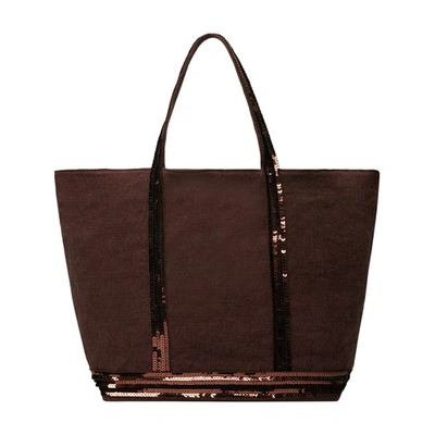 Vanessa Bruno Linen M Cabas Tote Bag In Prune