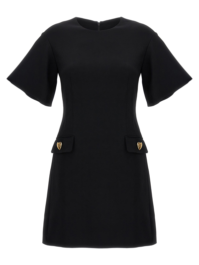 Moschino Fitted Short-sleeve Dress In Negro