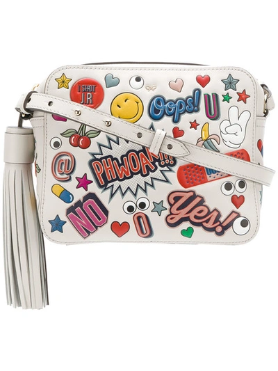 Anya Hindmarch Allover Sticker Leather Crossbody Bag - White In Chalk Circusbianco