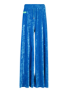 Dsquared2 Wide-leg Velour Palazzo Pants In Blue