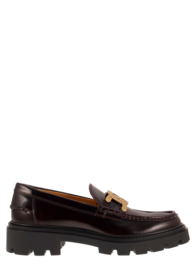 Tod's Moccasin With Chain In Burgundy
