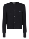 Acne Studios Face-patch Wool Cardigan In Black