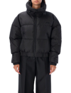 Msgm Ripstop Nylon Cropped Down Jacket In Black