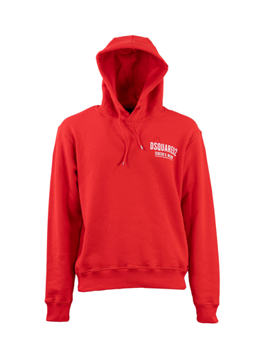 Dsquared2 Hooded Cotton Sweatshirt In Red