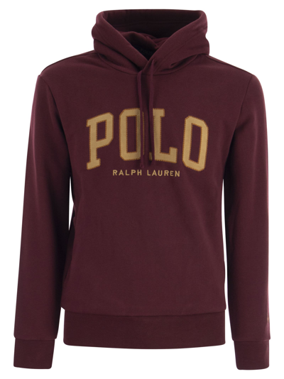 Polo Ralph Lauren Rl Sweatshirt With Hood And Logo In Bordeaux