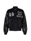 44 Label Group Grad Logo-patch Bomber Jacket In Black + 44 Lg Em/patch