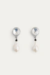 FORTE FORTE CRYSTALS AND BAROQUE PEARL PENDANT EARRINGS