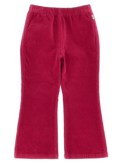 Il Gufo Kids' Velvet Pants In Fuchsia