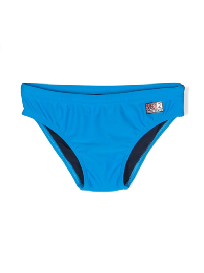 Mc2 Saint Barth Kids' Logo-patch Swim Trunks In Blue