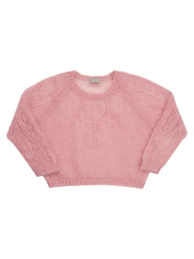 Il Gufo Kids' Crew-neck Jumper In Wool And Mohair Blend In Pink