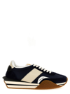 Tom Ford Mens Blue James Logo-print Leather And Suede Low-top Trainers