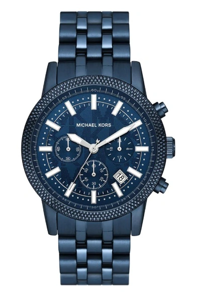 Michael Kors Oversized Hutton Navy-tone Watch In Blue