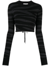 Monse Zebra-knit Cropped Jumper In Grey