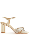 Reformation Petra Leather Sandals In Gold / Silver