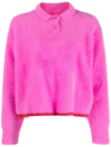 Jacquemus Le Polo Neve Textured Jumper In Pink
