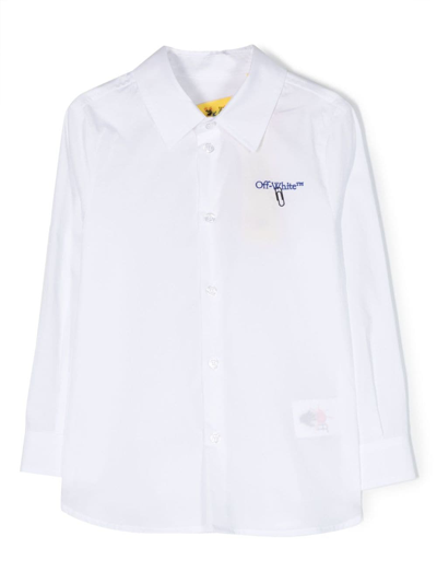 Off-white Kids' Logo-print Cotton Shirt In White